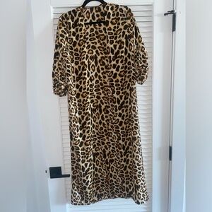 Leopard Print Cardigan Duster Long Open Front Kimono Style
